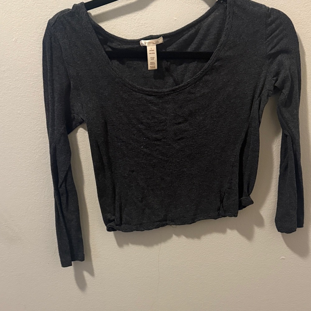Women's grey Long Sleeve crop Top